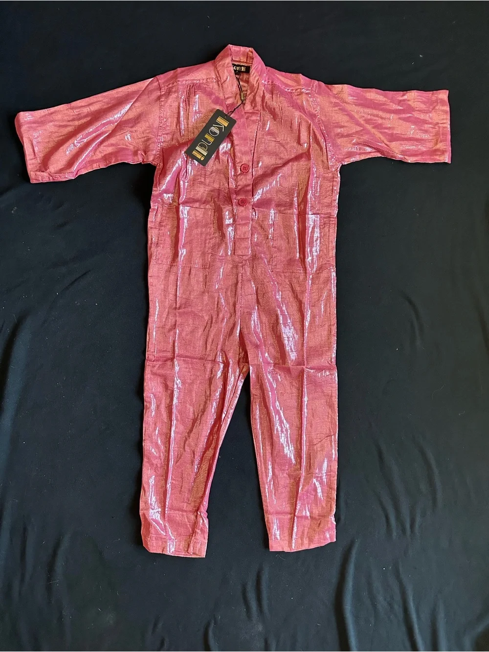 Suzi Kondi Shiny lurex Pink girls Kids One-Piece utility Bodysuit light fabric - Picture 13 of 13
